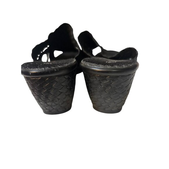 Bernie Mev Womens Black Woven Elastic Slide Wedge Sandals Size 6.5 - Picture 5 of 6